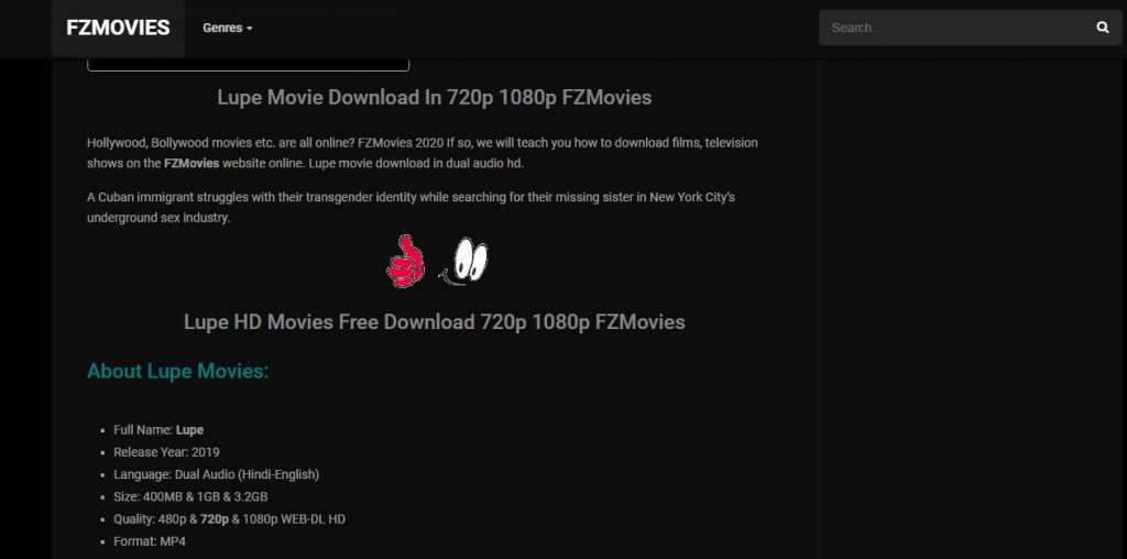 FzMovies Home page photo