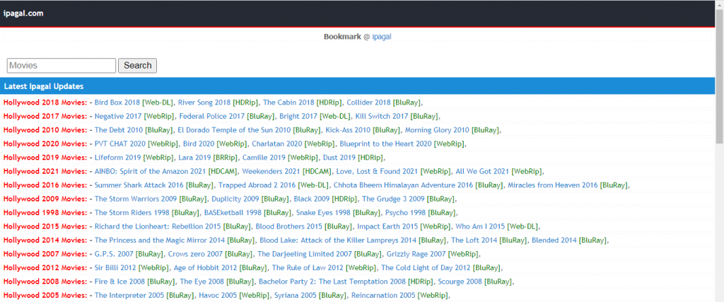 Home page of Ipagal Movies Site